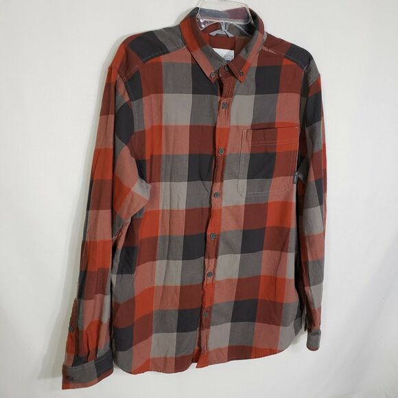 Columbia Mens Shirt Medium Out and Back II Orange Plaid Button Down Long Sleeve - Picture 5 of 11